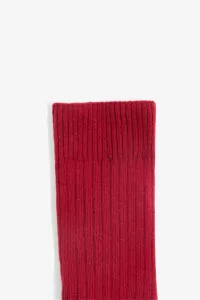 Women's Organic Cotton Ribbed Socks Pair Red - Baserange | Centre Commercial