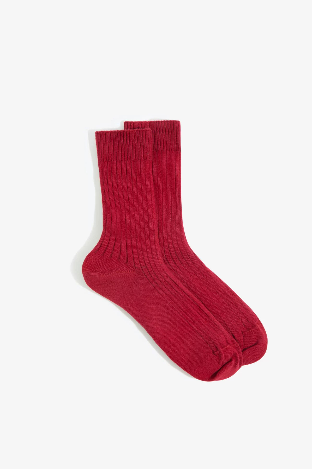 Women's Organic Cotton Ribbed Socks Pair Red - Baserange | Centre Commercial