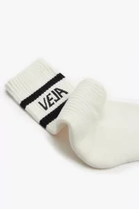 Organic Cotton Socks Iconic Cotton - White Black | Centre Commercial