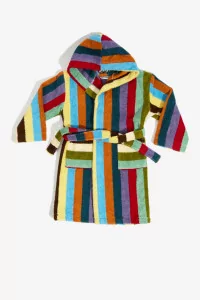 Kids Cotton Terry Bathrobe Eucalyptus Stripe - Eucalyptus | Centre Commercial