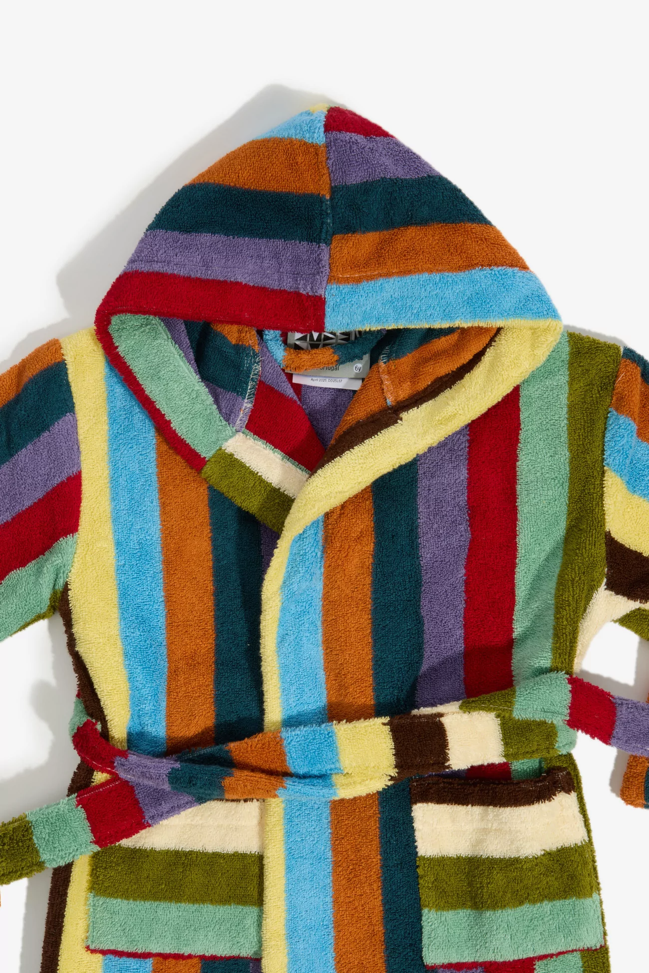 Kids Cotton Terry Bathrobe Eucalyptus Stripe - Eucalyptus | Centre Commercial