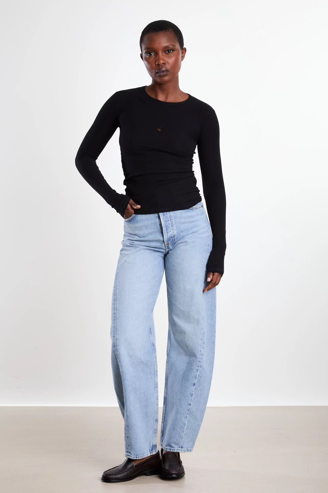 Heart Long Sleeve T-shirt Organic Cotton - Black | Centre Commercial