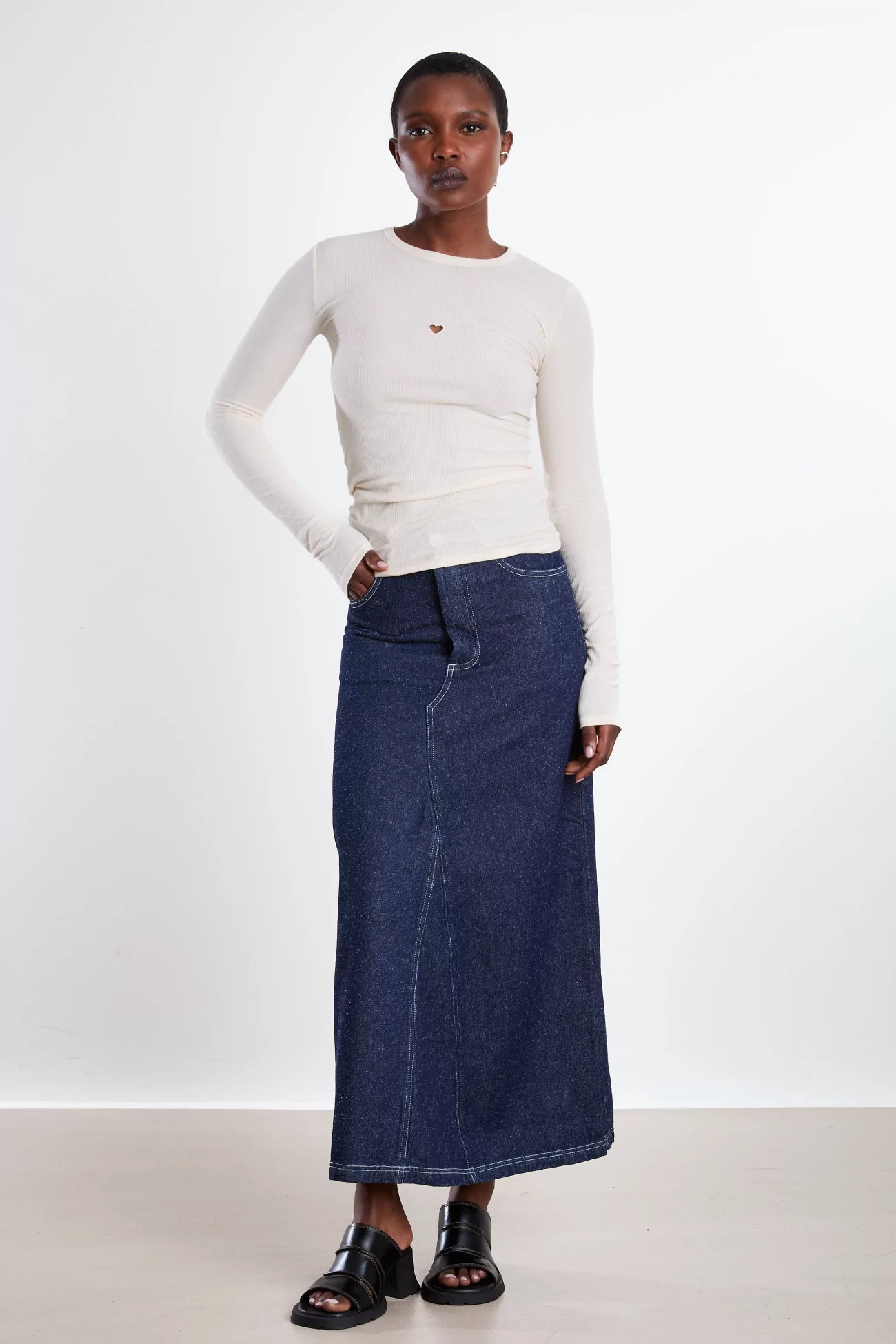 Heart Long Sleeve Organic Cotton Tee - Undyed | Centre Commercial