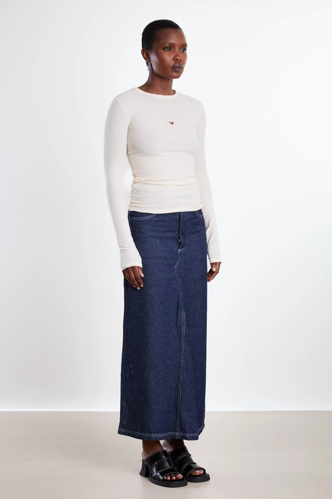 Heart Long Sleeve Organic Cotton Tee - Undyed | Centre Commercial
