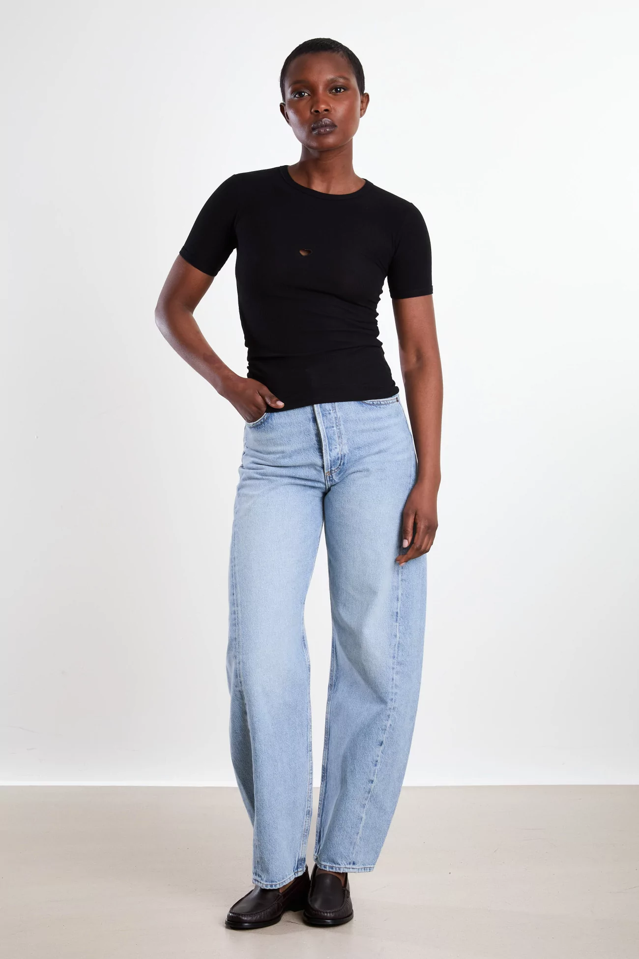 Women's Organic Cotton Heart Tee Shirt - Black | Centre Commercial
