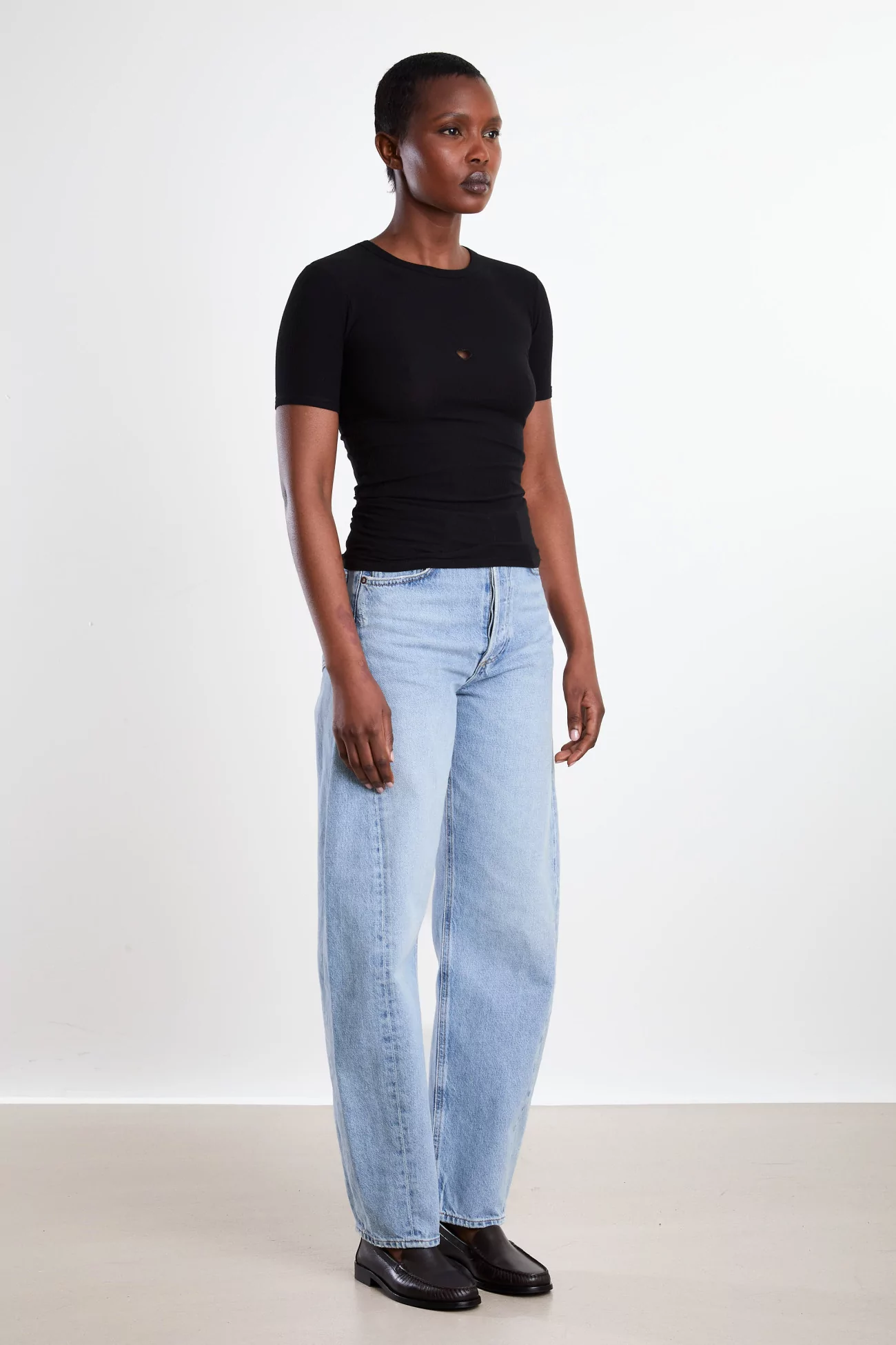 Women's Organic Cotton Heart Tee Shirt - Black | Centre Commercial