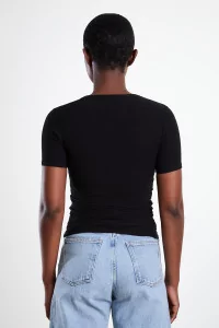 Women's Organic Cotton Heart Tee Shirt - Black | Centre Commercial