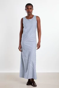 Women's Organic Cotton Larva Dress - Blue Check | Centre Commercial