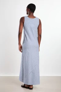 Women's Organic Cotton Larva Dress - Blue Check | Centre Commercial