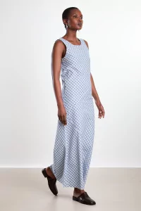 Women's Organic Cotton Larva Dress - Blue Check | Centre Commercial