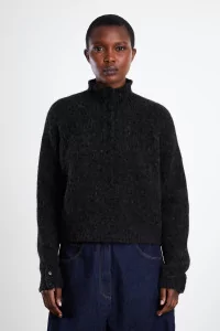 Baby Alpaca Polo Sweater Women - Anthracite | Centre Commercial