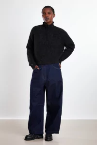 Baby Alpaca Polo Sweater Women - Anthracite | Centre Commercial