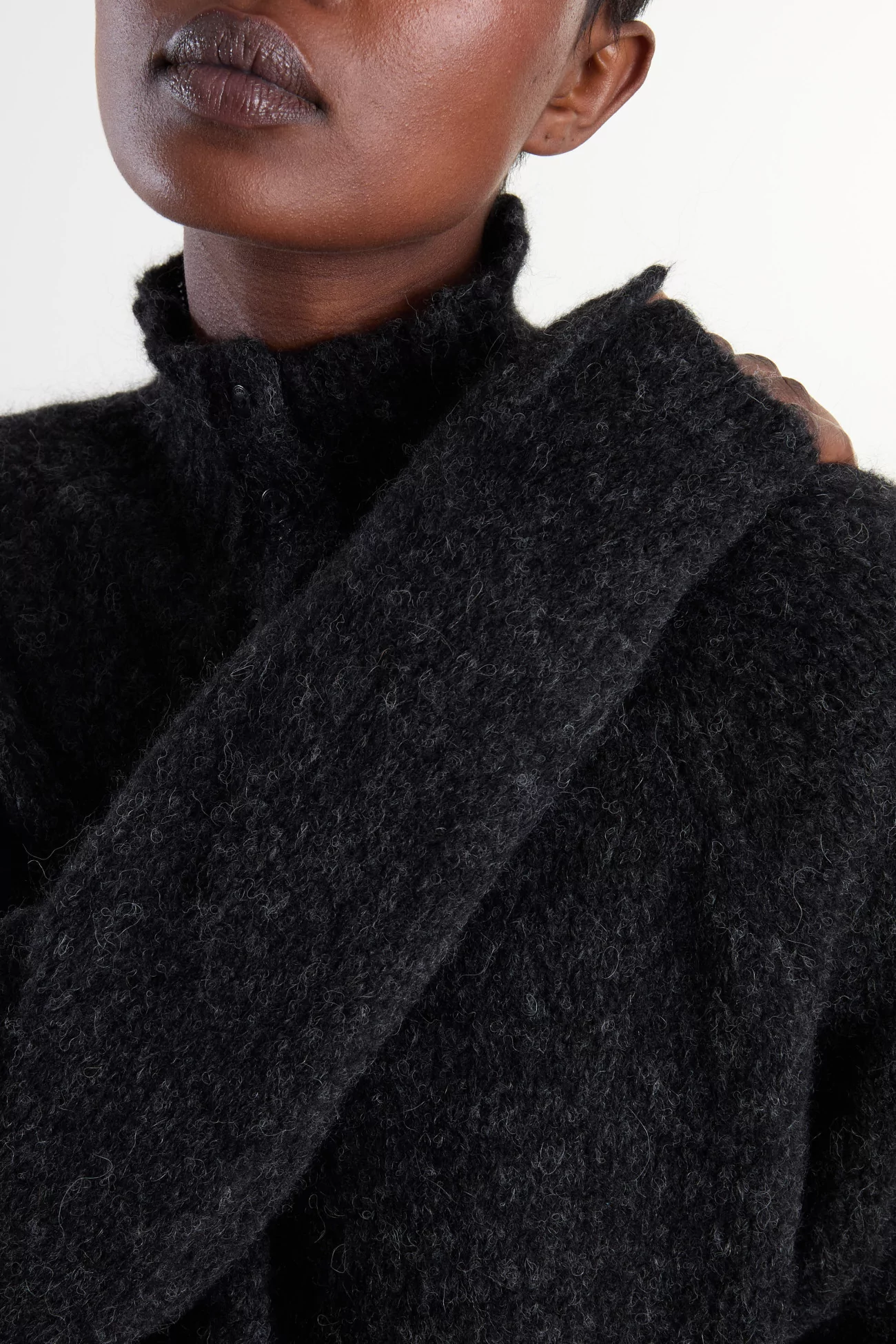 Baby Alpaca Polo Sweater Women - Anthracite | Centre Commercial