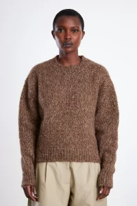 Chunky Alpaca Sweater Women - Brown Melange | Centre Commercial
