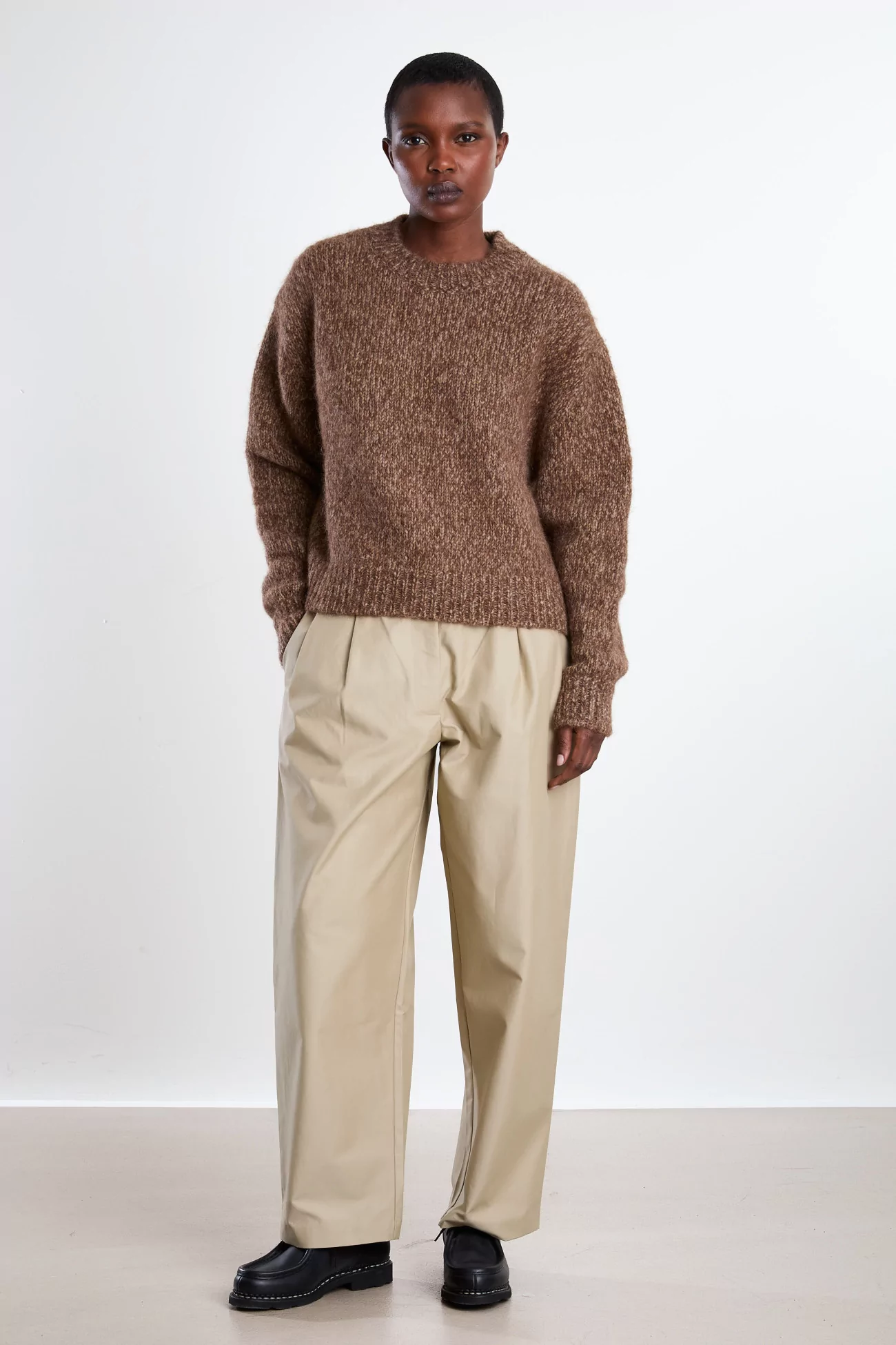 Chunky Alpaca Sweater Women - Brown Melange | Centre Commercial