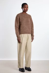 Chunky Alpaca Sweater Women - Brown Melange | Centre Commercial