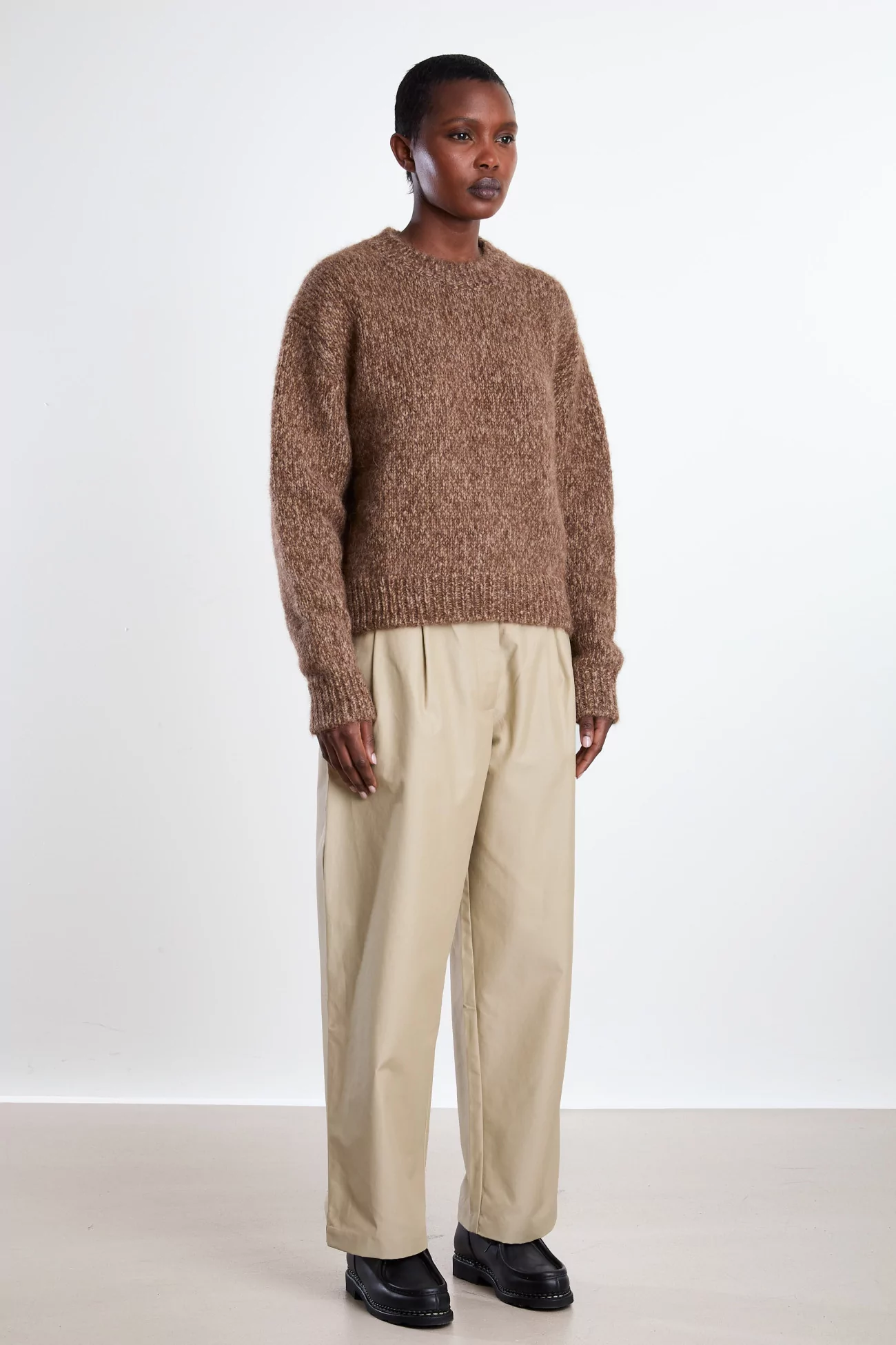 Chunky Alpaca Sweater Women - Brown Melange | Centre Commercial