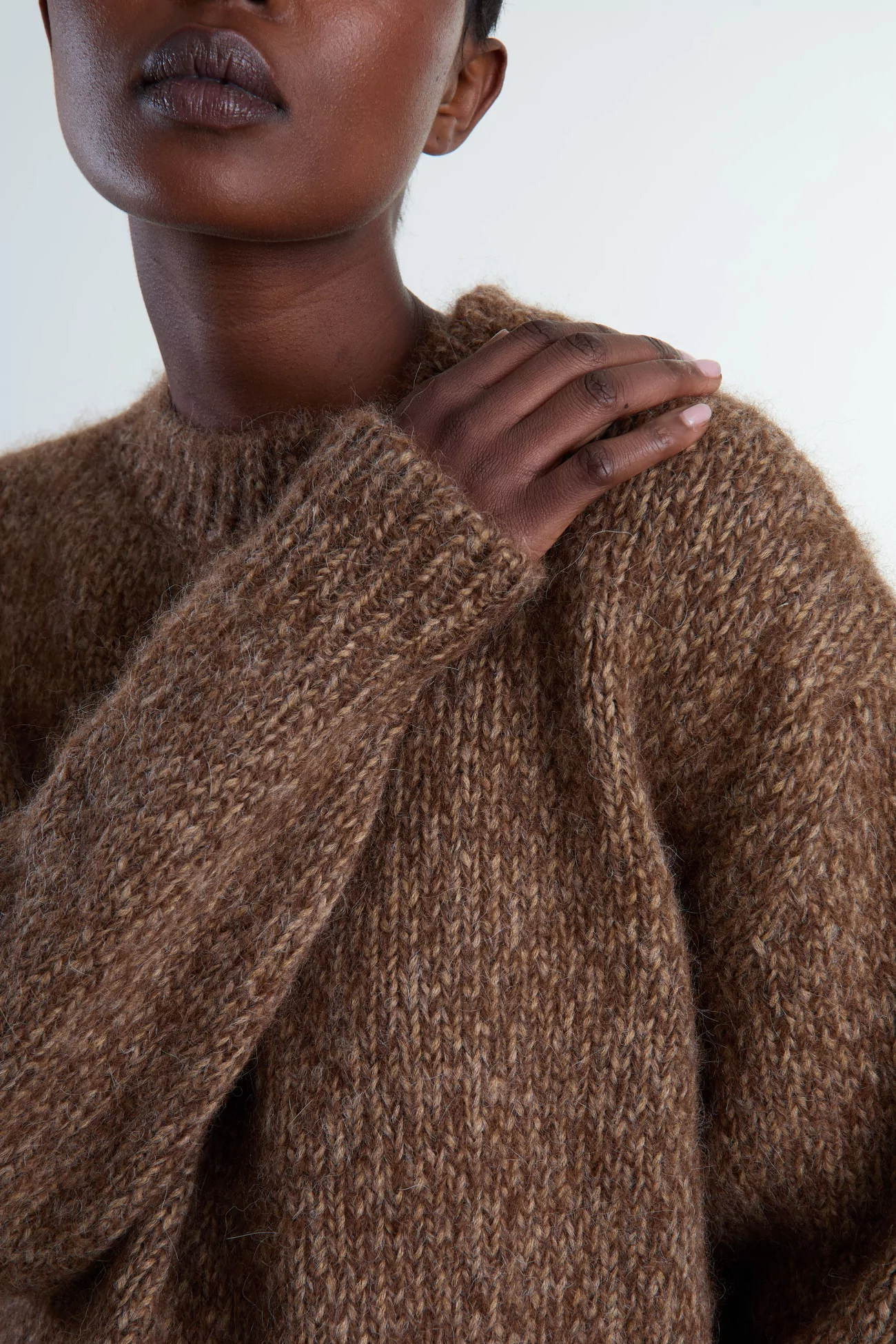 Chunky Alpaca Sweater Women - Brown Melange | Centre Commercial