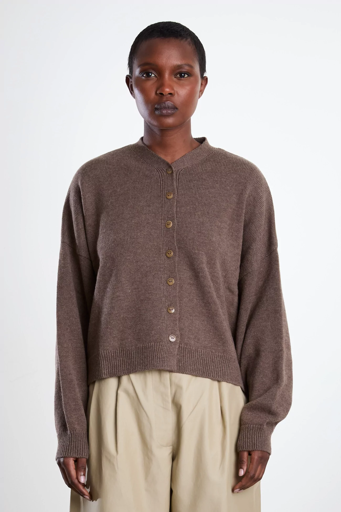 Women's Merino Wool Cardigan - Taupe | Centre Commercial