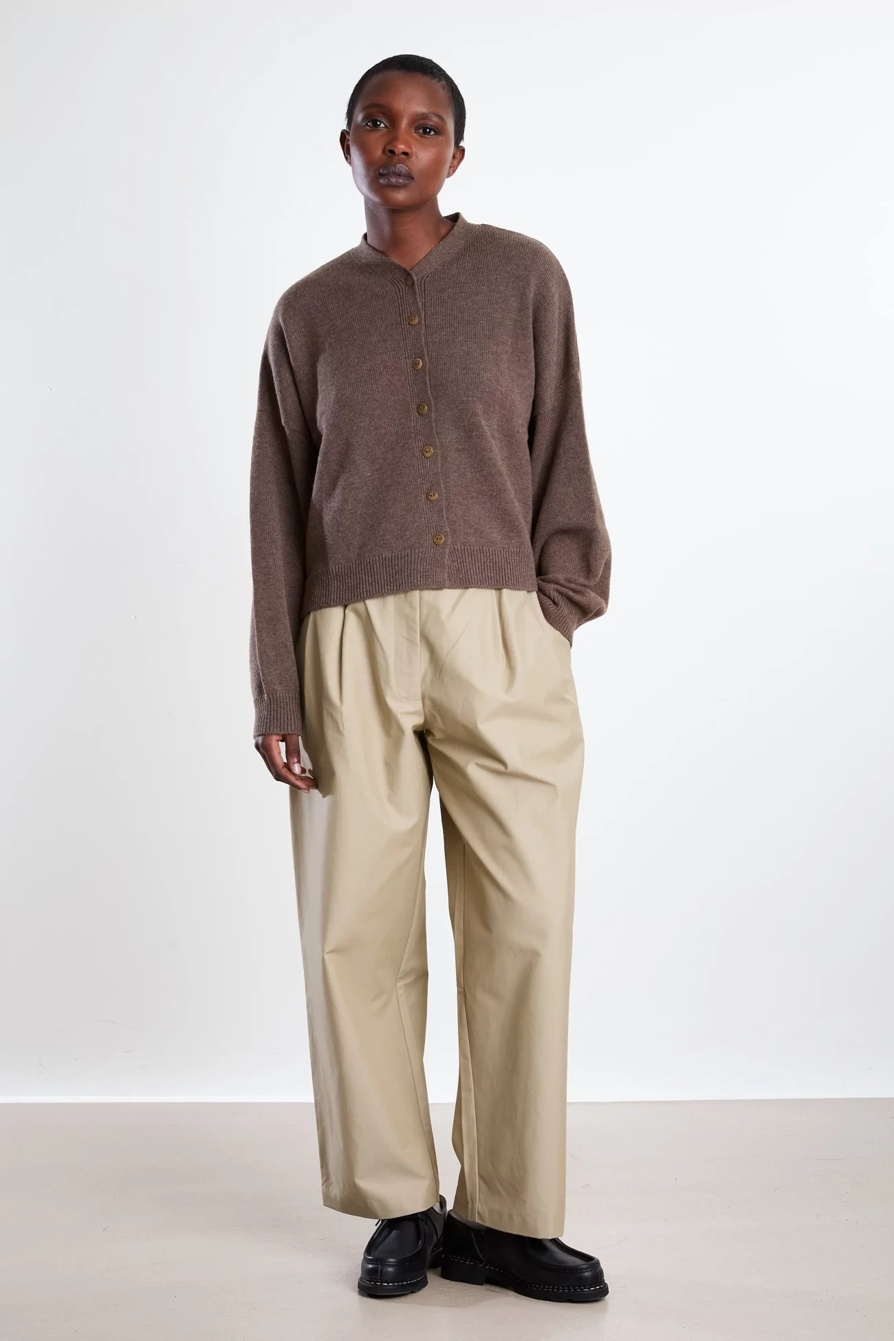 Women's Merino Wool Cardigan - Taupe | Centre Commercial