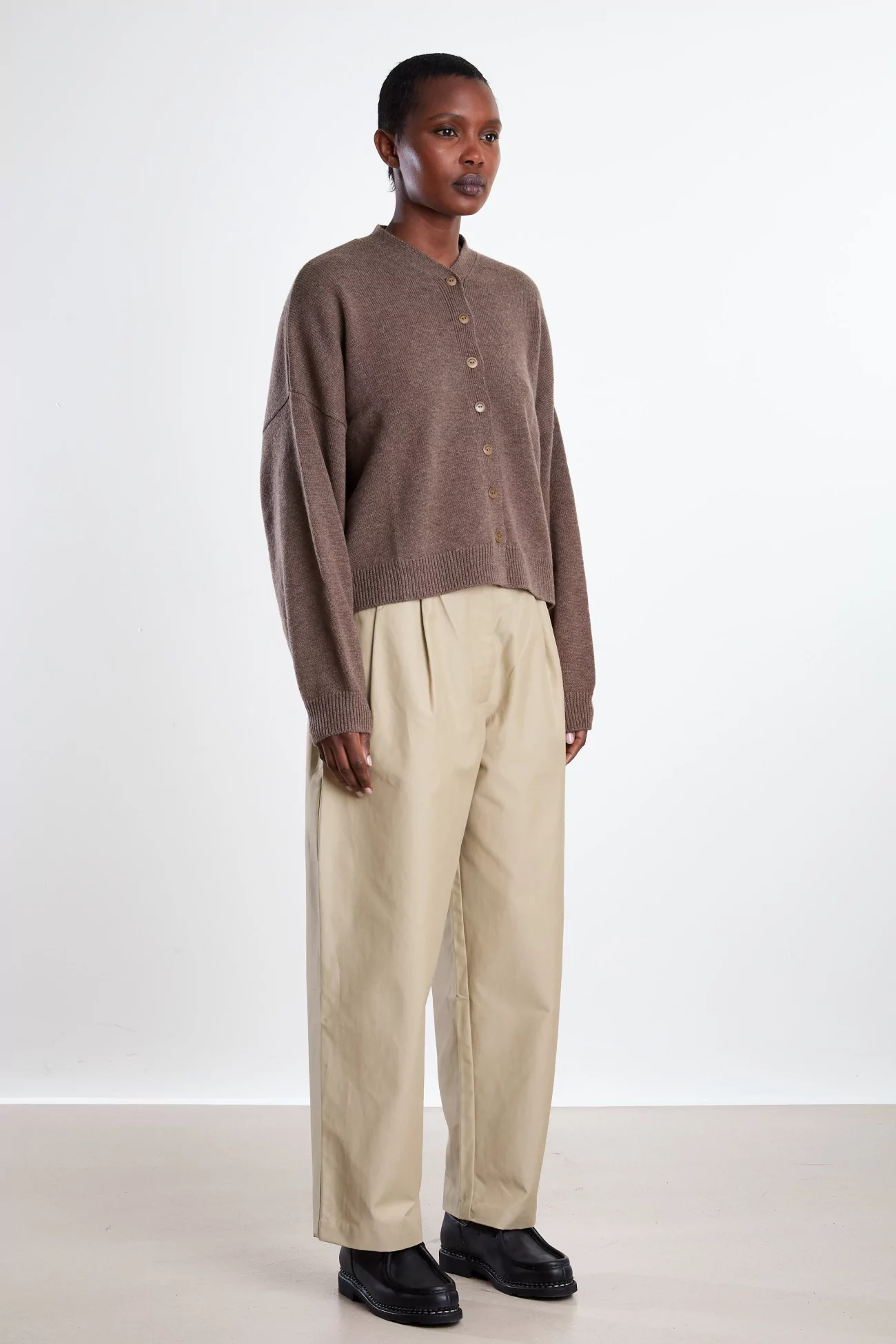 Women's Merino Wool Cardigan - Taupe | Centre Commercial