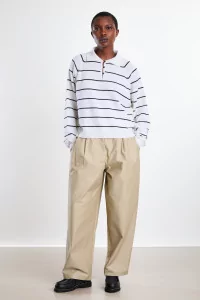 Merino Wool Striped Polo - White | Centre Commercial