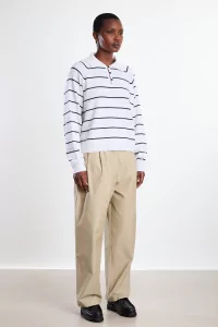 Merino Wool Striped Polo - White | Centre Commercial