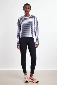 UNNA Striped Long Sleeve Running Tee – White And Navy | Centre Commercial