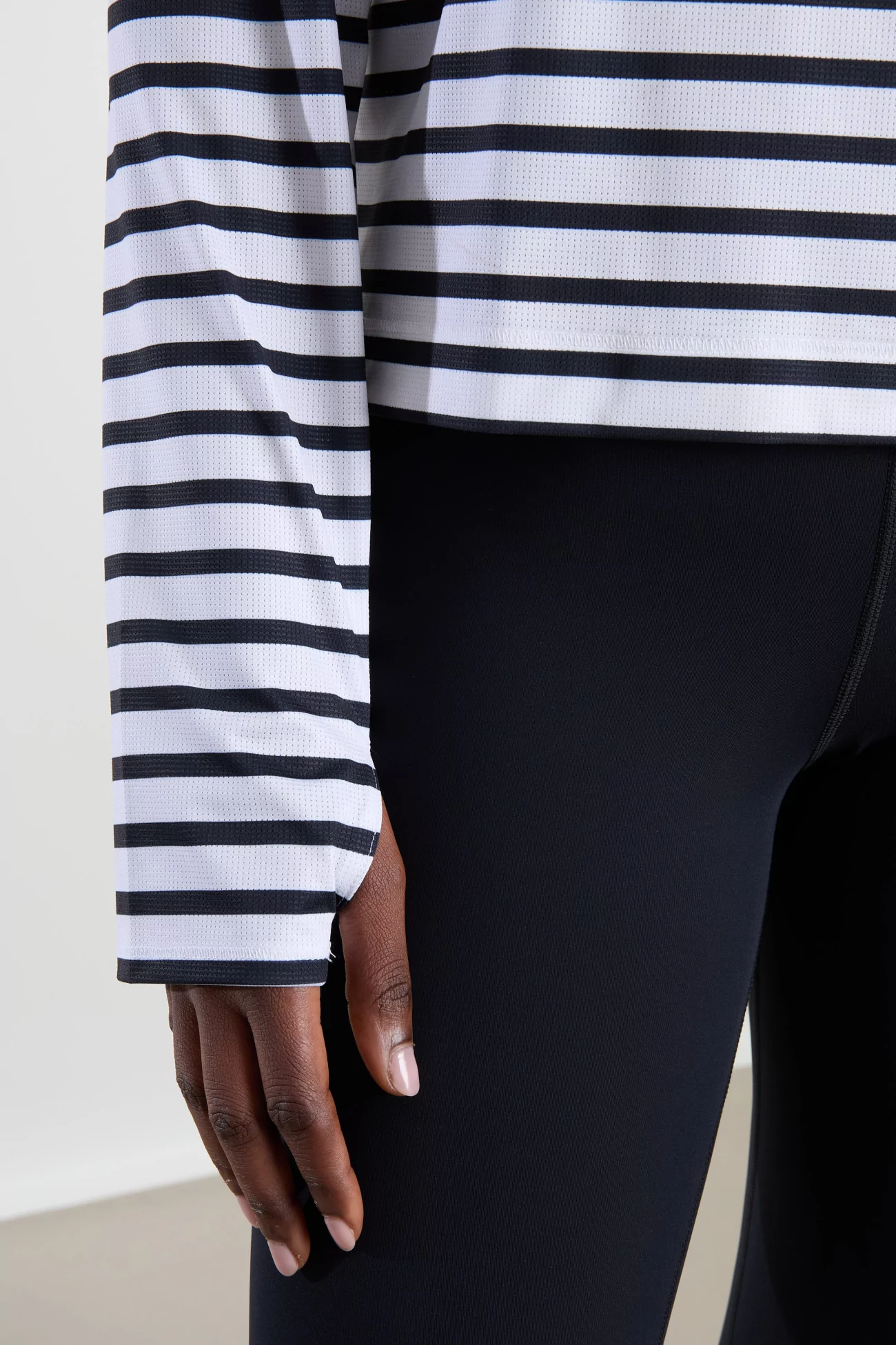 UNNA Striped Long Sleeve Running Tee – White And Navy | Centre Commercial
