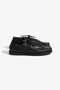Paraboot Malibu Deerskin Boat Shoes – Black | Centre Commercial