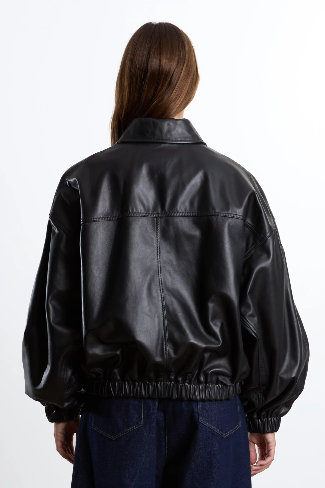Nappa Lambskin Leather Bomber Jacket CORDERA – Black | Centre Commercial