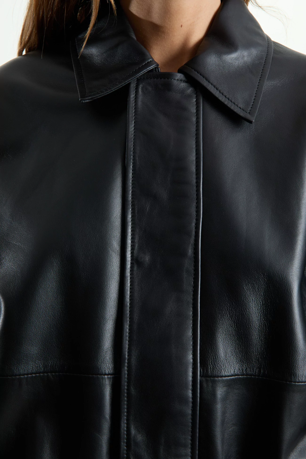 Nappa Lambskin Leather Bomber Jacket CORDERA – Black | Centre Commercial