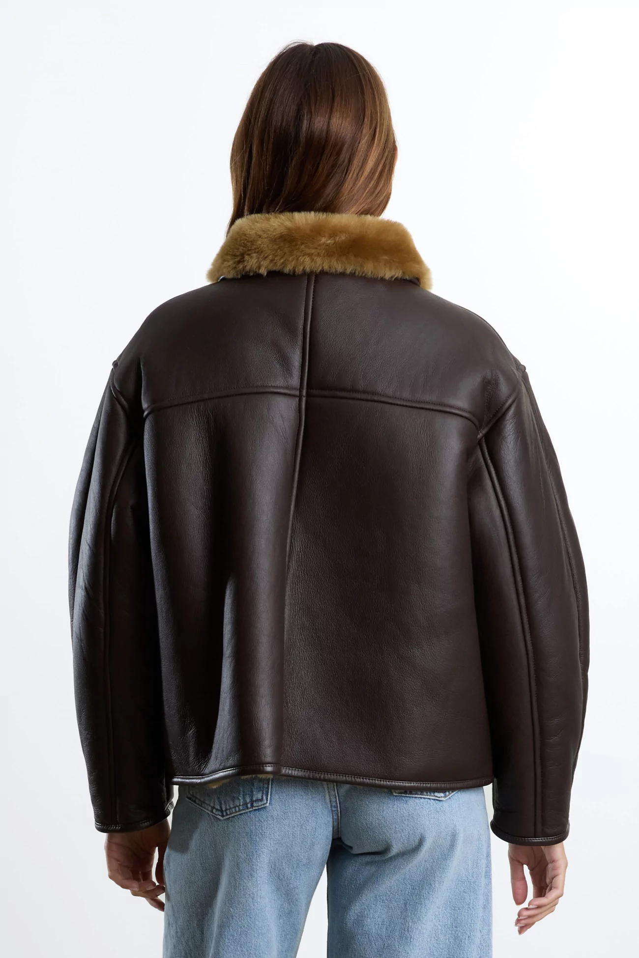 Veste Aviateur Cuir Femme Leather Back Flying Jacket – Ginger/Brown | Centre Commercial