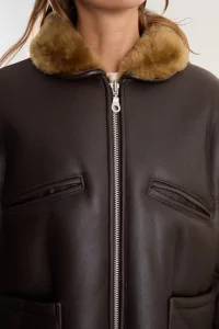 Veste Aviateur Cuir Femme Leather Back Flying Jacket – Ginger/Brown | Centre Commercial