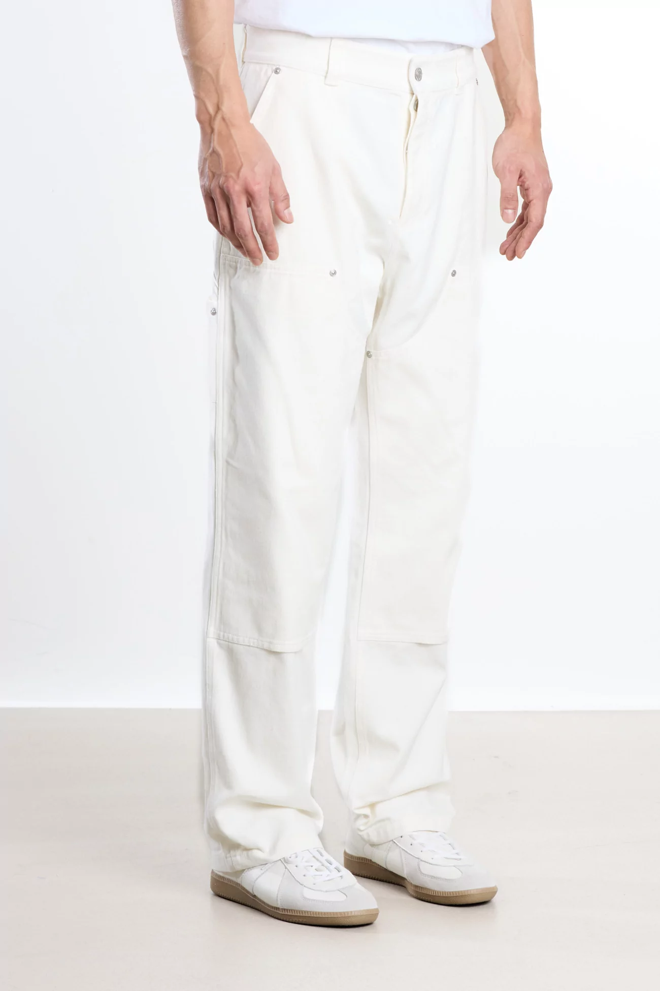 Soft Double Knee Brushed Cotton Pant – Ecru | Centre Commercial
