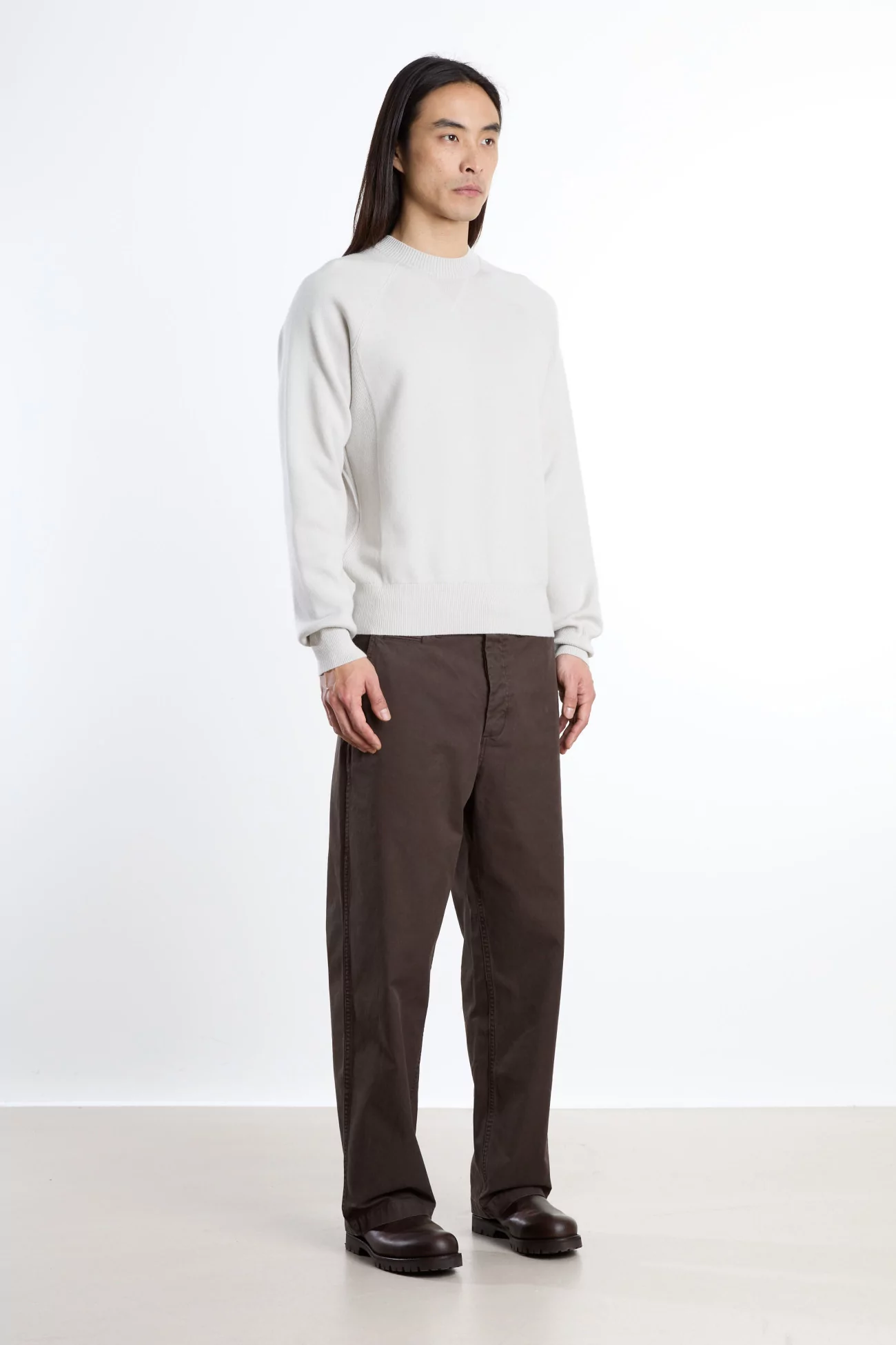 Raglan Merino Wool RWS Organic Cotton Sweater – Grey | Centre Commercial