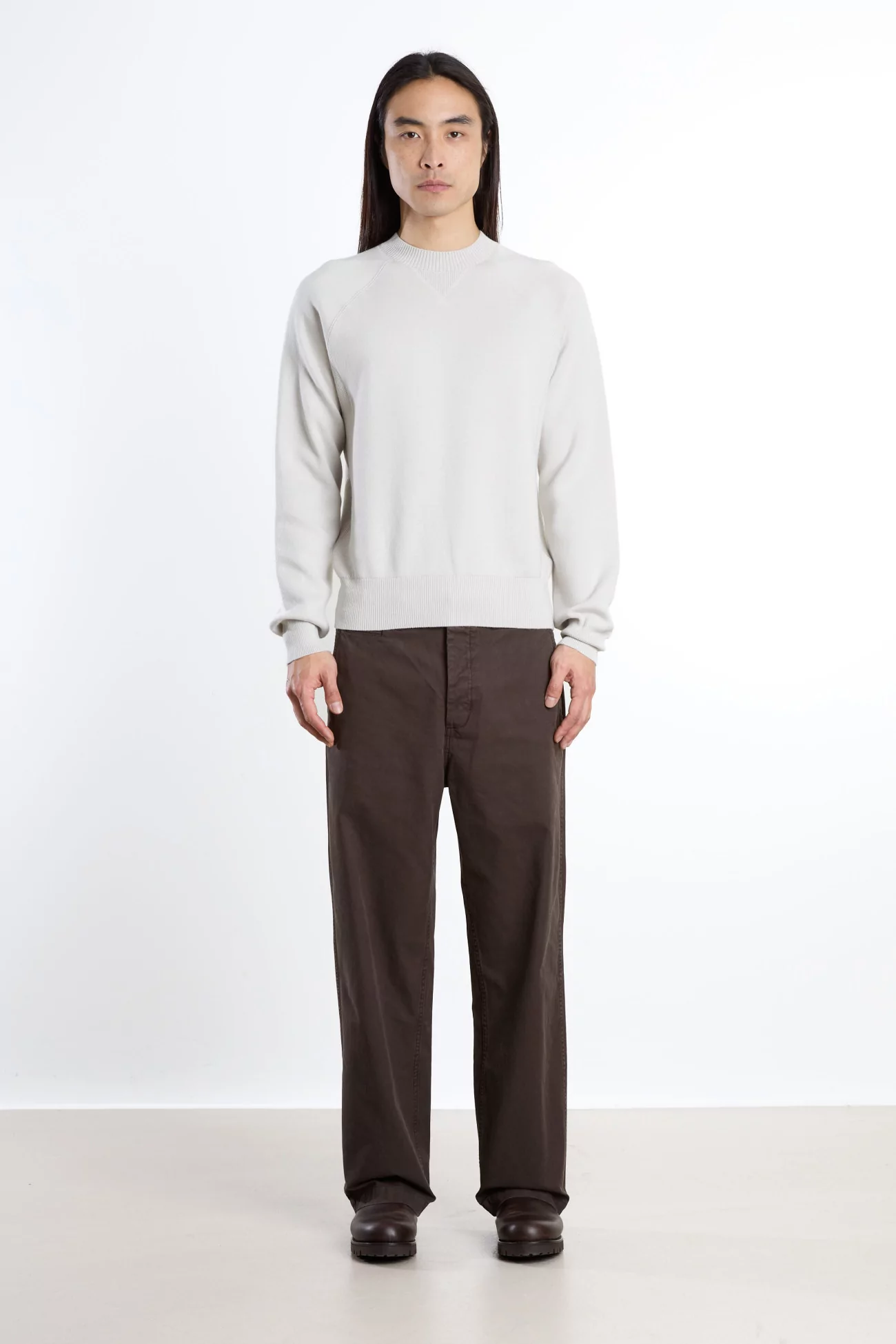 Raglan Merino Wool RWS Organic Cotton Sweater – Grey | Centre Commercial