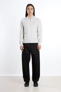 Zipped Polo Merino Wool RWS Organic Cotton – Grey | Centre Commercial