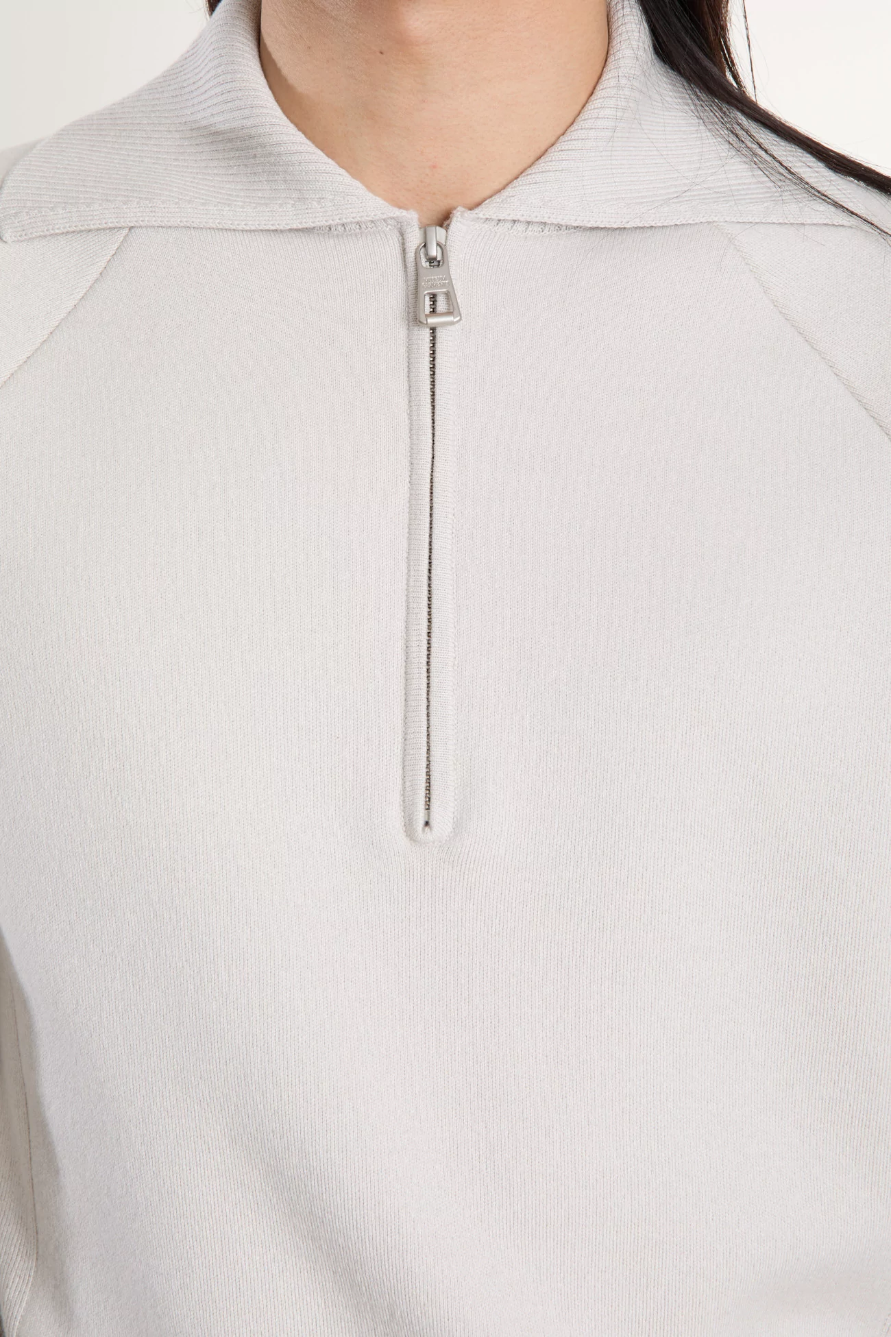 Zipped Polo Merino Wool RWS Organic Cotton – Grey | Centre Commercial