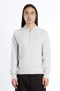 Zipped Polo Merino Wool RWS Organic Cotton – Grey | Centre Commercial