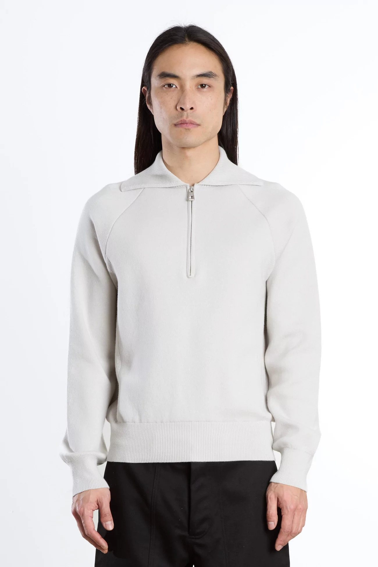 Zipped Polo Merino Wool RWS Organic Cotton – Grey | Centre Commercial
