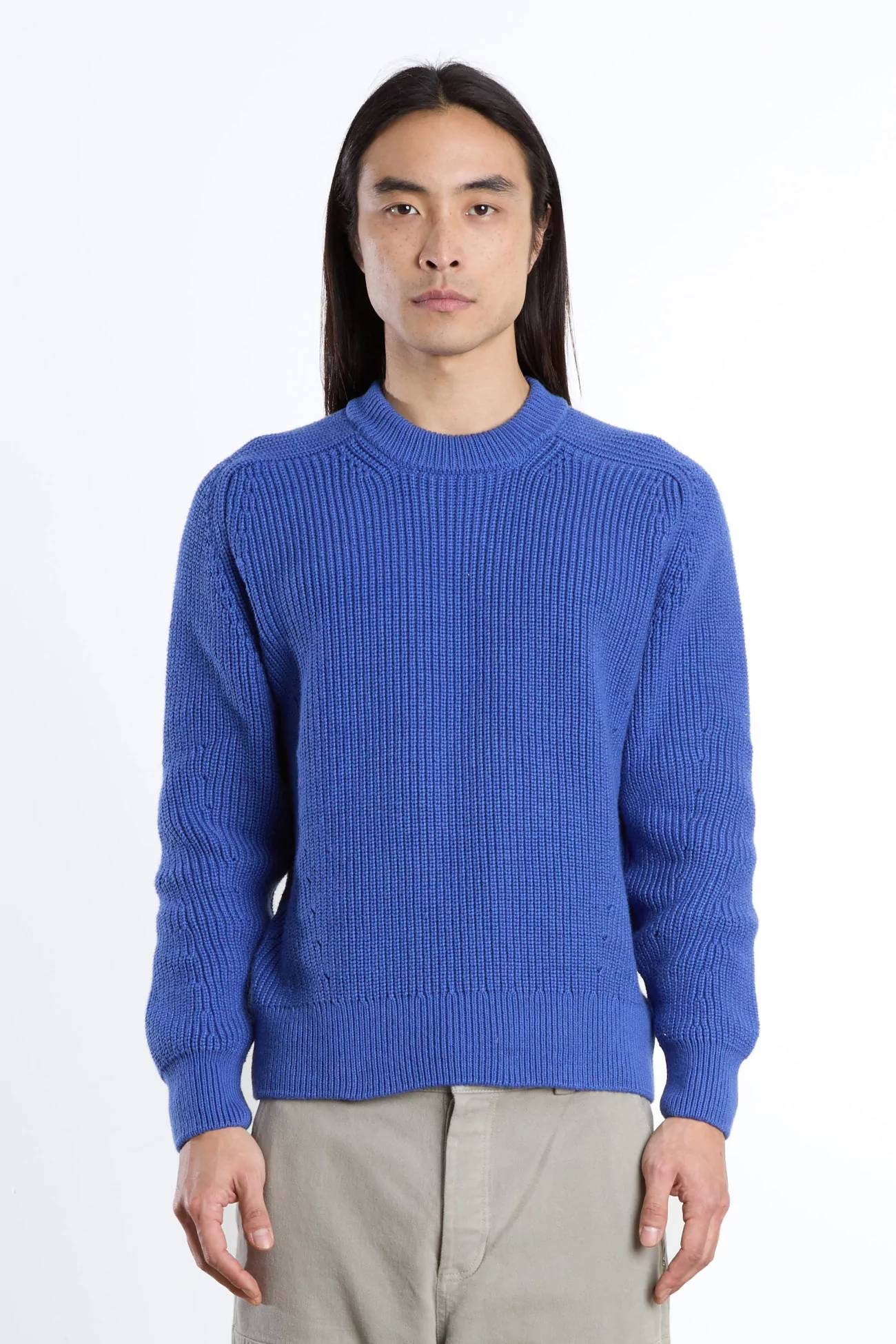 English Rib Cotton Sweater Ribbed Boxy – Blue | Centre Commercial