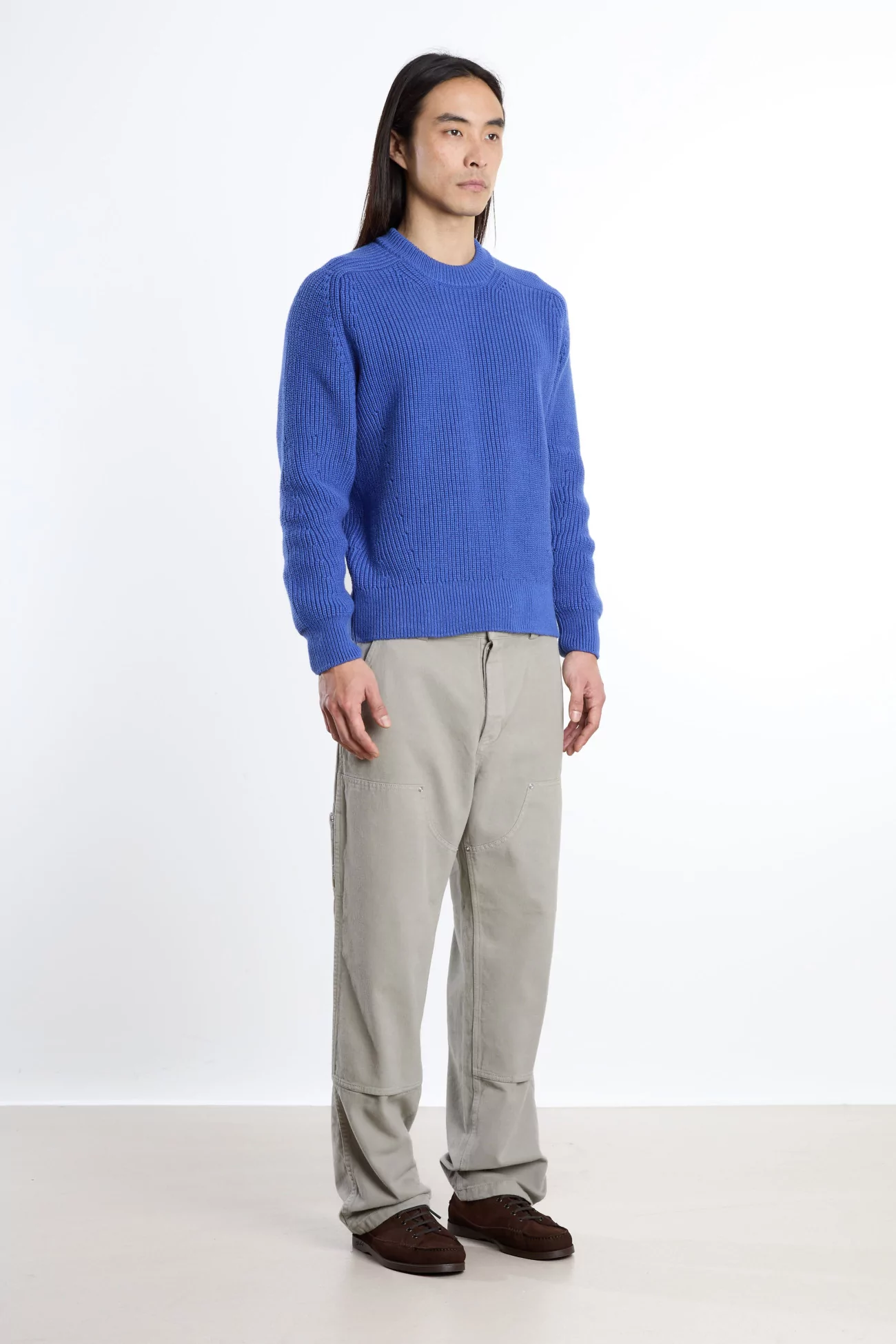 English Rib Cotton Sweater Ribbed Boxy – Blue | Centre Commercial