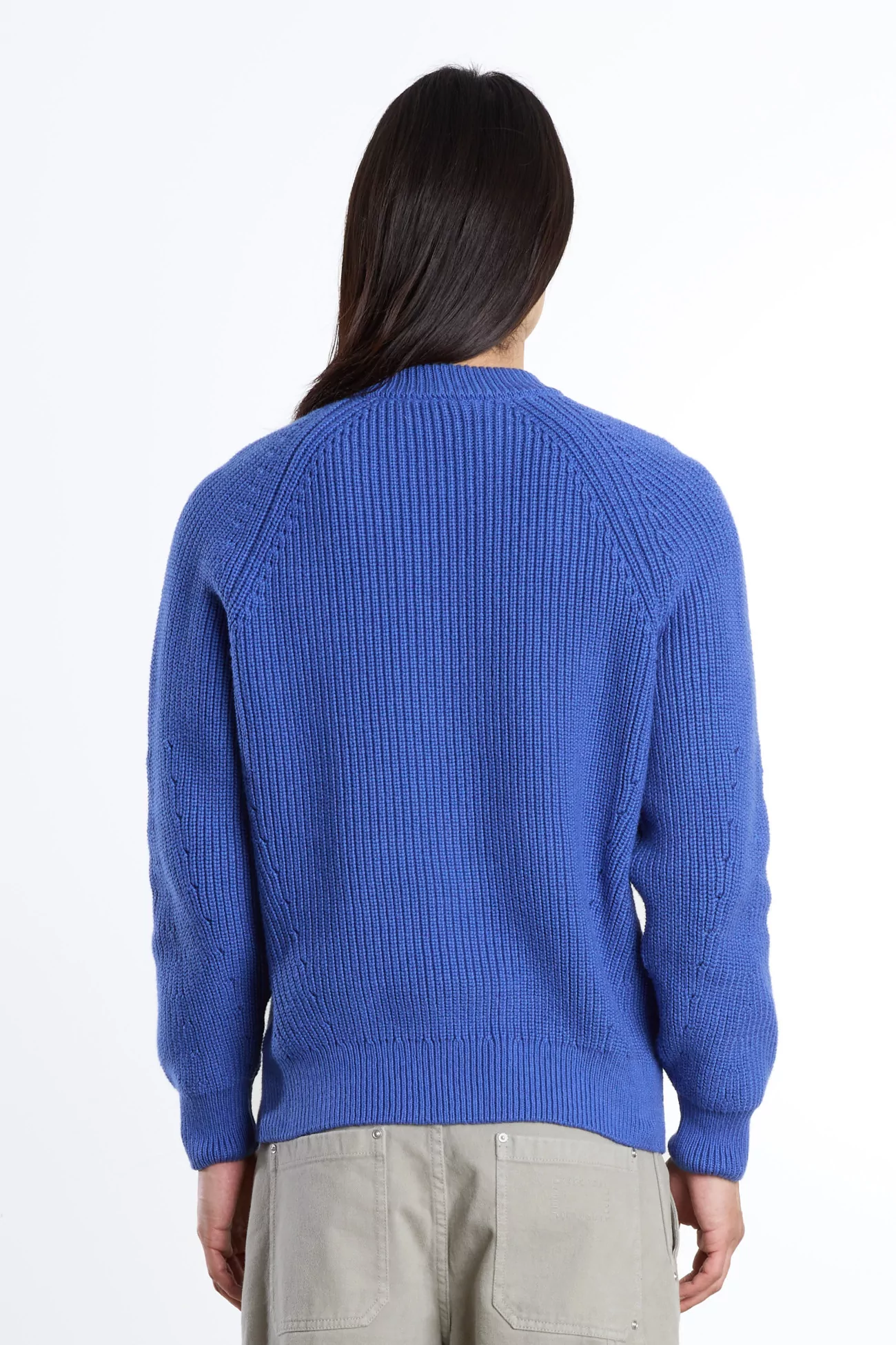 English Rib Cotton Sweater Ribbed Boxy – Blue | Centre Commercial