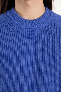 English Rib Cotton Sweater Ribbed Boxy – Blue | Centre Commercial