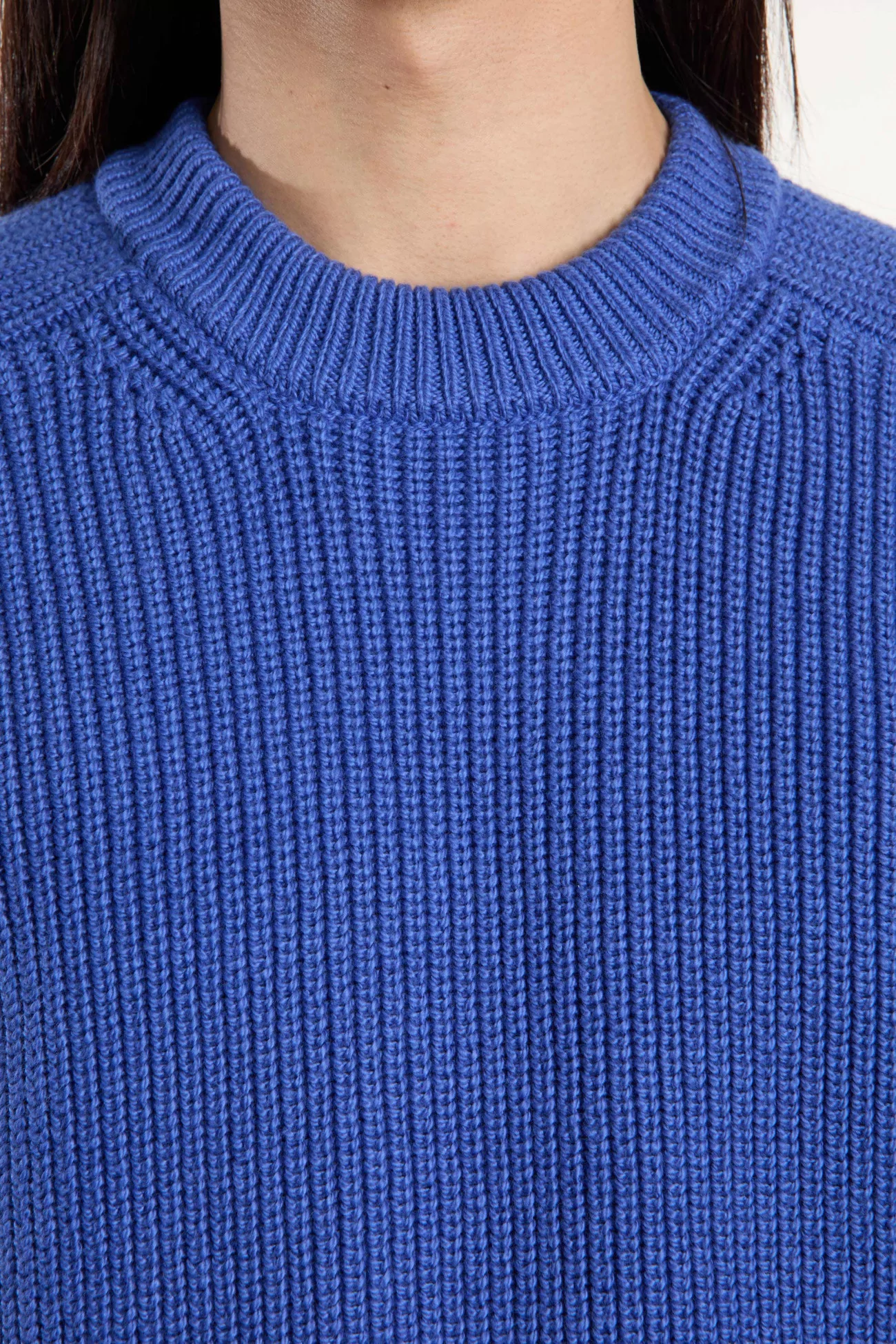 English Rib Cotton Sweater Ribbed Boxy – Blue | Centre Commercial