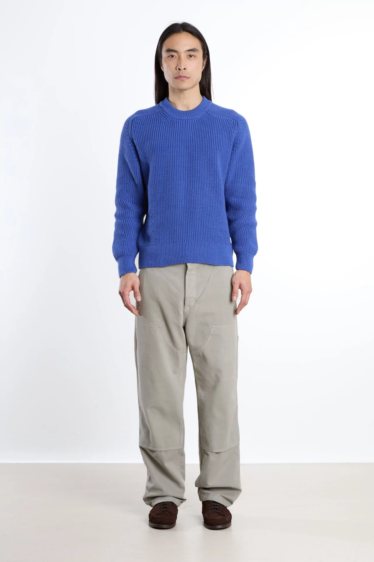 English Rib Cotton Sweater Ribbed Boxy – Blue | Centre Commercial