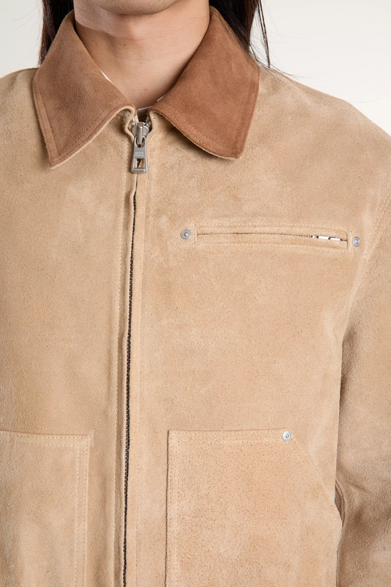 Labor Italian Suede Leather Jacket – Light Beige | Centre Commercial