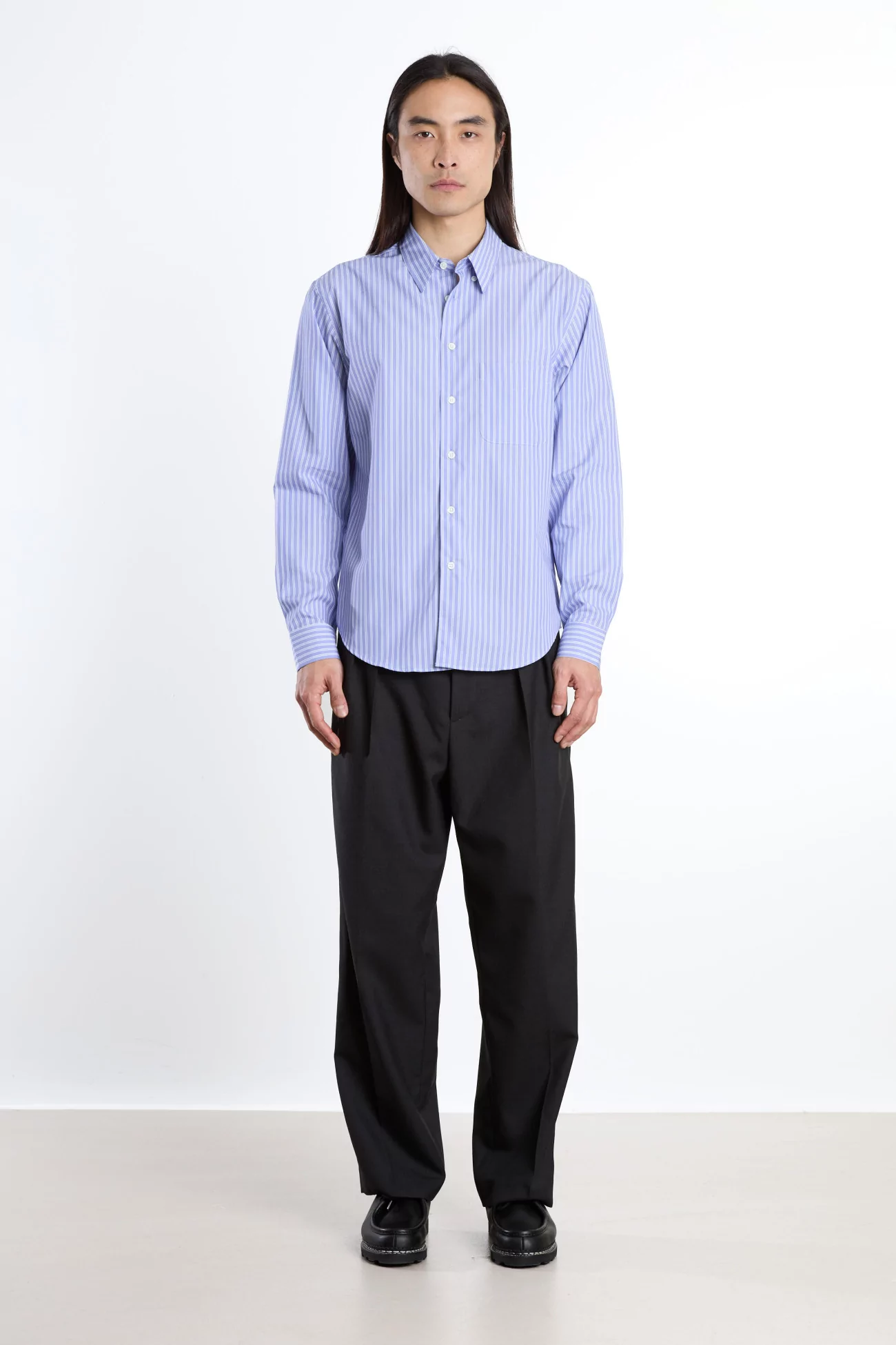 Corporate Striped Poplin Shirt – Blue White | Centre Commercial