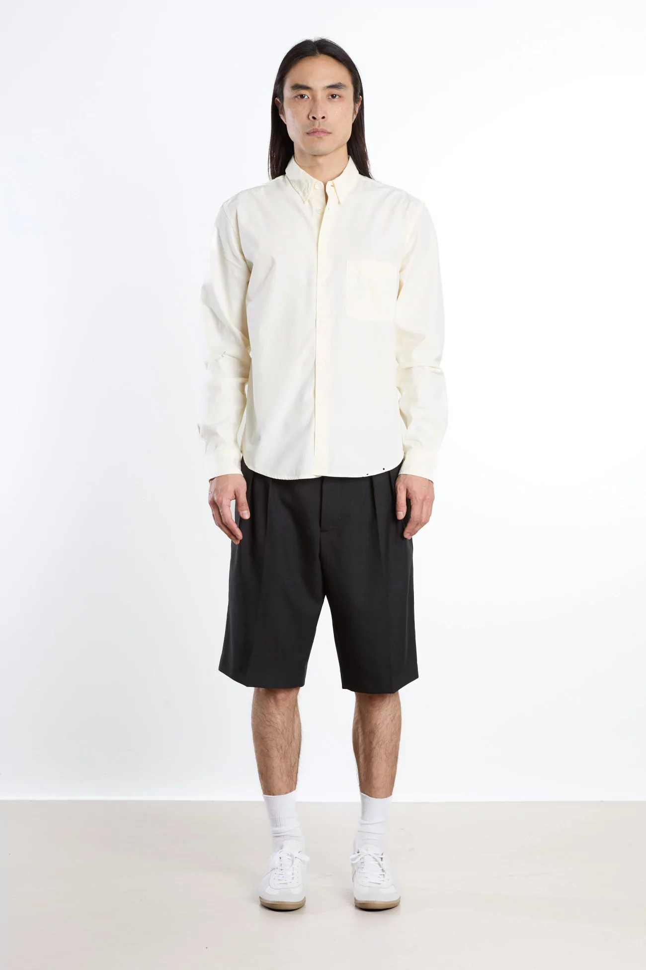 French Military Tropical Wool Shorts – Anthracite Grey | Centre Commercial